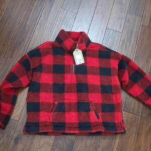 NWT True Craft 1/4 Zip Buffalo Check Plush Pullover size 2X